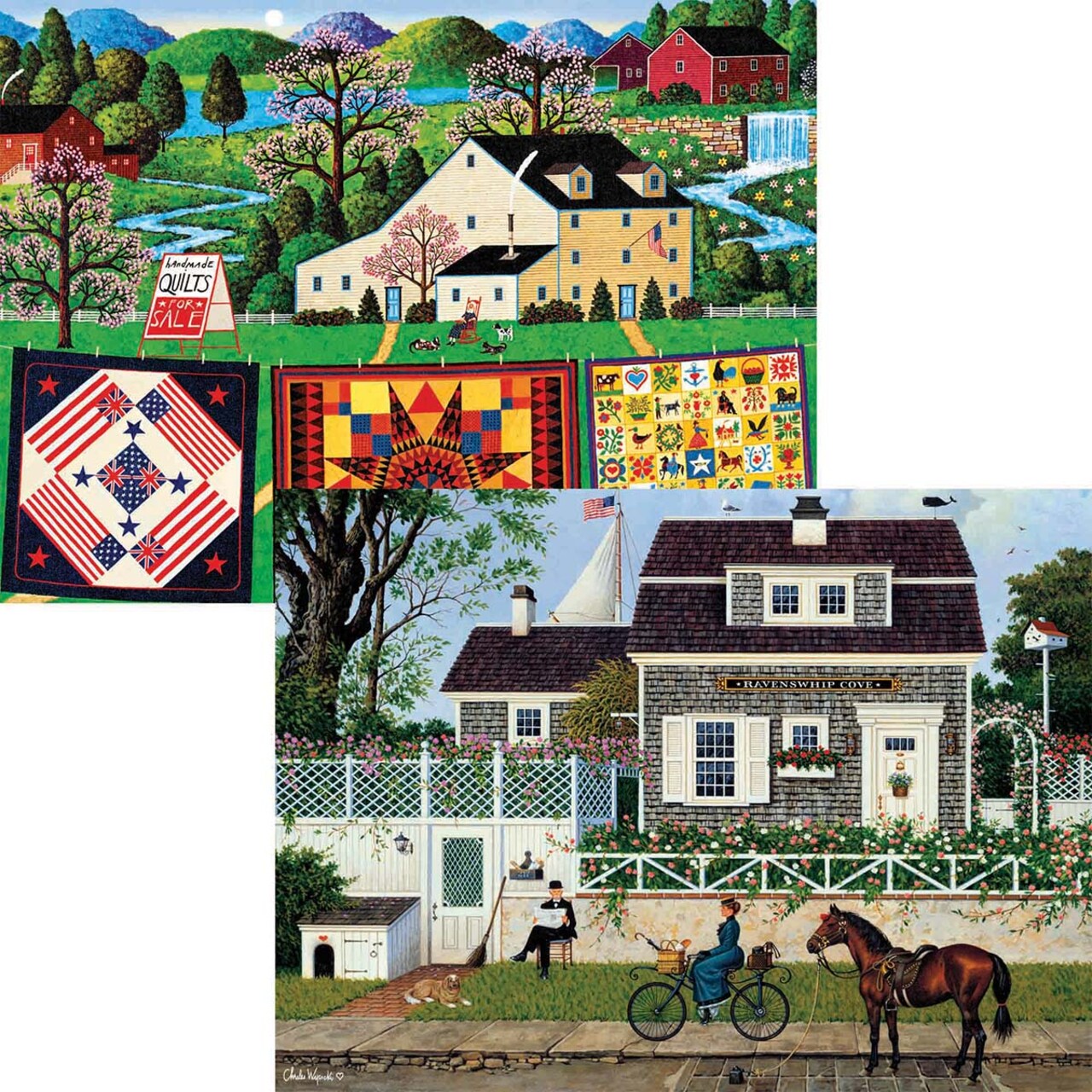 Buffalo Games Quiltmaker Lady & In Spring, Set of 2 Jigsaw Puzzle